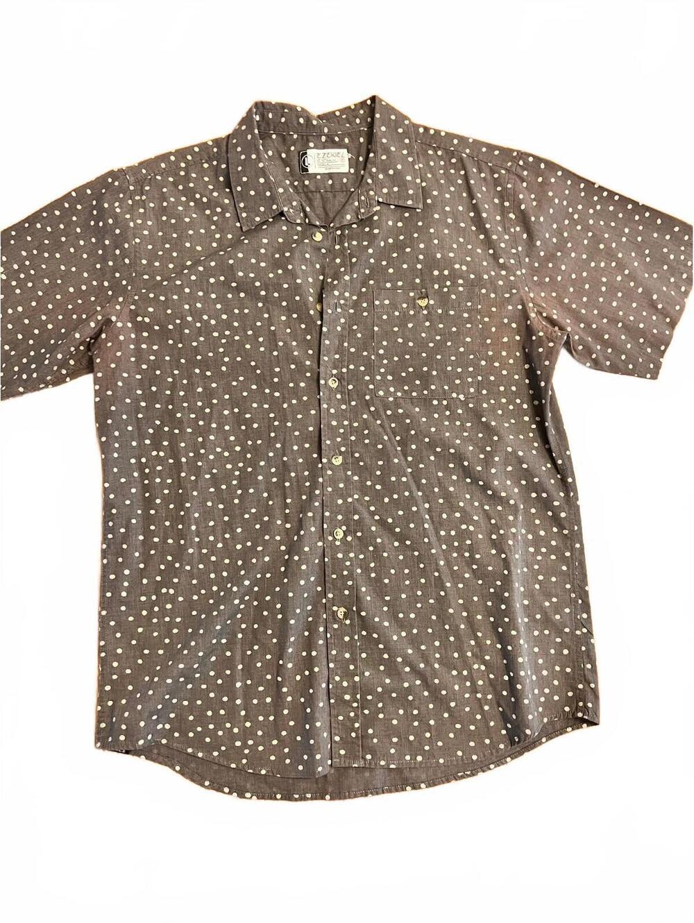 Ezekiel Men's Short Sleeve Polka Dot Button-Up Shirt Large